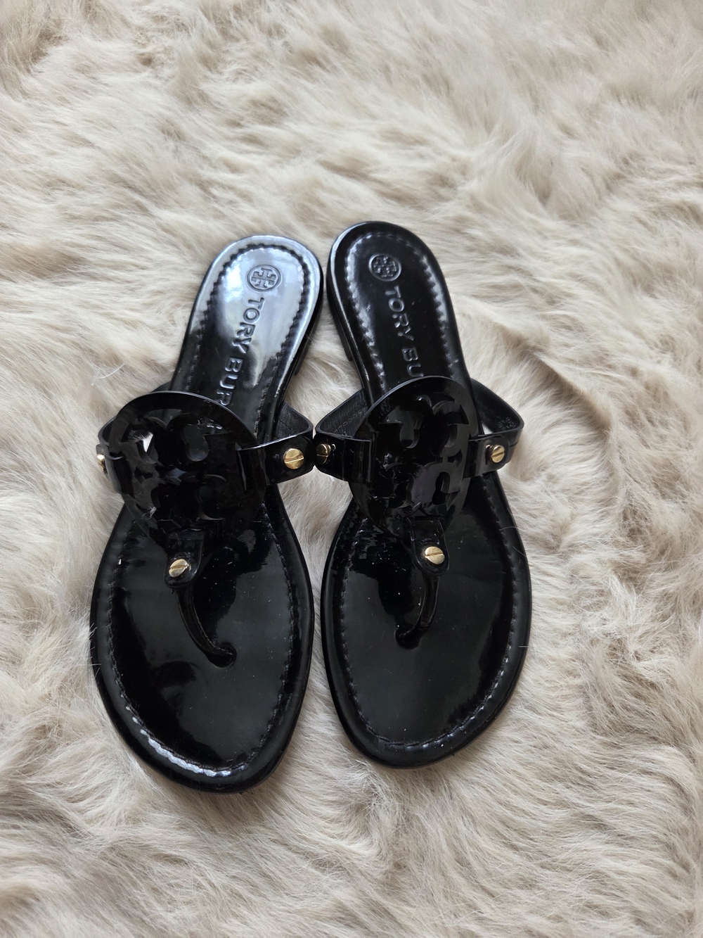 Tory Burch Black Patent Miller Sandals